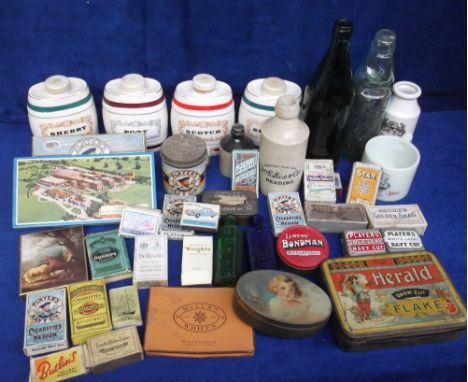 Advertising, a selection of various items inc. Simonds green glass beer bottle with raised glass name to bottom edge, a Marlo
