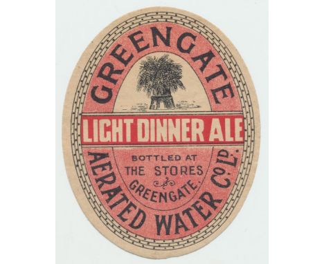 Beer label, Greengate Aerated Water Co Ltd, Light Dinner Ale, v.o, (sl hinge to back o/w vg) (1)