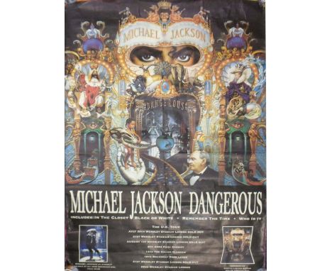 Pop music, two very large promotional posters, Michael Jackson LP advert for 'Dangerous' with UK Tour dates 1992/93, sold wit