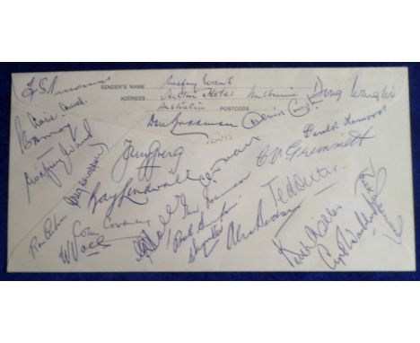 Cricket autographs, a First Day Cover, Australia v England Centenary Test 1977, multiple signatures to reverse incl. Don Brad