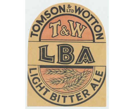 Beer label, Tomson & Wotton Ltd, Kent, L.B.A. Light Bitter Ale, tombstone, 94, high (vg) (1)
