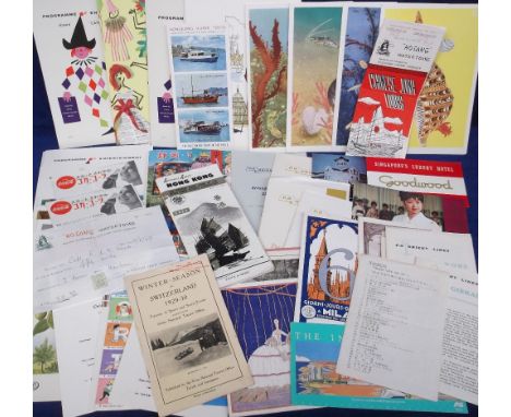 Travel ephemera, a collection of approx 125 items, the majority relating to a P&O cruise to Japan in 1961 including tickets, 