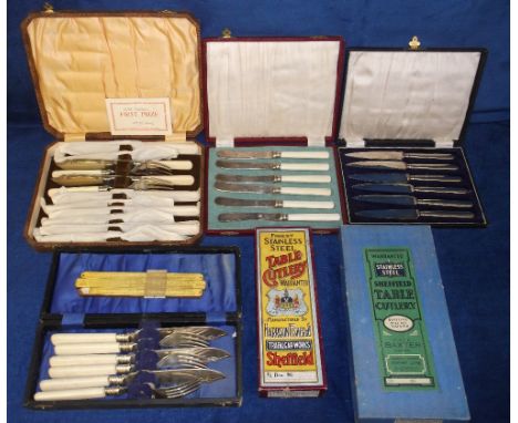 Collectables, 6 vintage presentation boxes containing various items of stainless steel cutlery, mostly knife sets, inc Harris