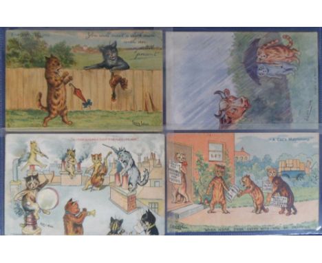 Postcards, Louis Wain, a selection of 4 cards illustrated by Louis Wain inc Tuck writeaway ' Fortune Telling' from Series 607