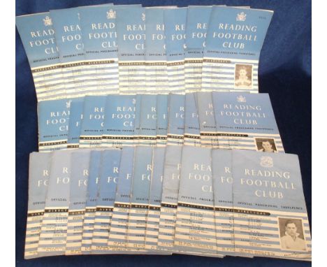 Football programmes, Reading homes, 1949/50 (8), 50/1 (2), 51/2 (8), 53/4 (6), 54/5 (13), 55/6 (21), first team, reserves etc