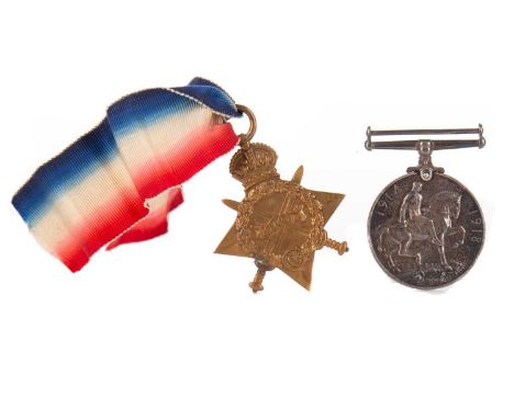 TWO WWI MEDALS,the War Medal awarded to 49676 Pte. F. Bright North'n. R., the 1914-15 Star to 1384 Cpl. R. Fotheringham High.