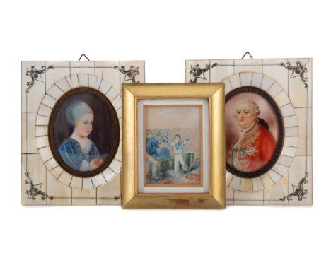 19TH CENTURY ENGLISH SCHOOL,PORTRAIT MINIATURE OF A GEORGIAN OFFICER,watercolour on ivory,mounted, framed and under glass, 14