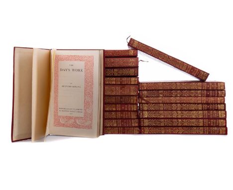 NINETEEN VOLUMES OF MACMILLAN'S POCKET KIPLING, gilt and tooled red leather boards