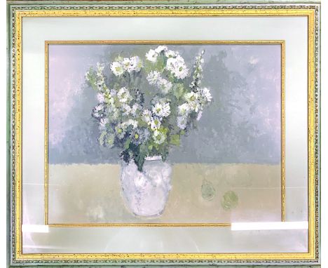 An impressive framed and glazed oil on canvas, still life, 78 x 98cm.