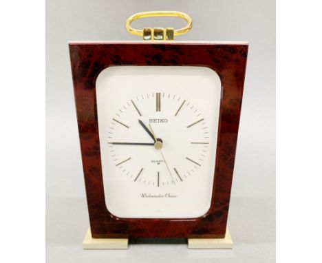 A vintage Seiko quartz mantle clock, H. 24cm.