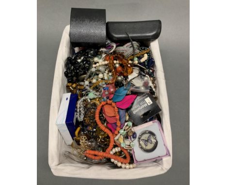 A basket of costume jewellery.