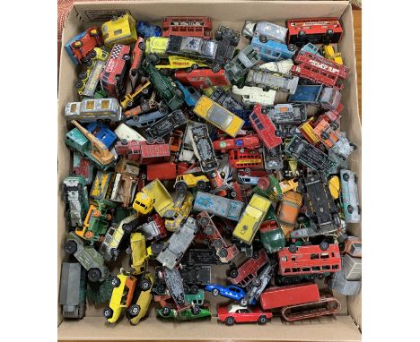 A quantity of used diecast Matchbox toys.