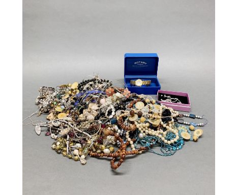 A large box of costume jewellery.