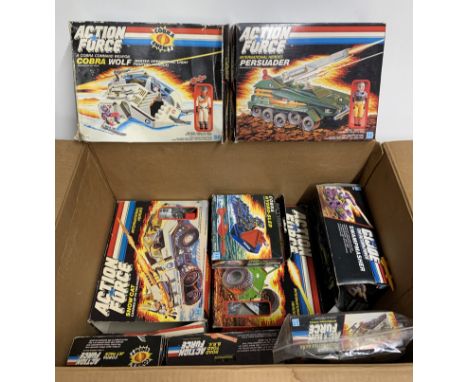 A large box of mixed vintage toys.