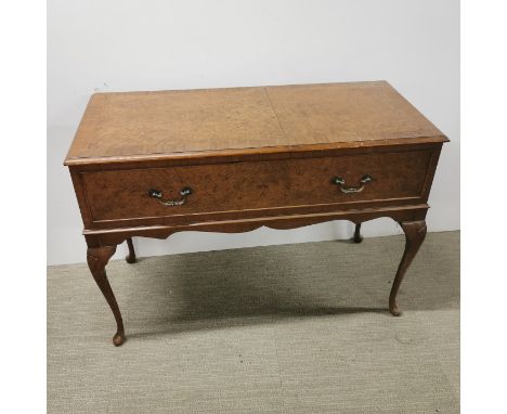 A mahogany and burr walnut veneered record cabinet with Garrard model 40B record player and Dynatron ether stereo transpower 