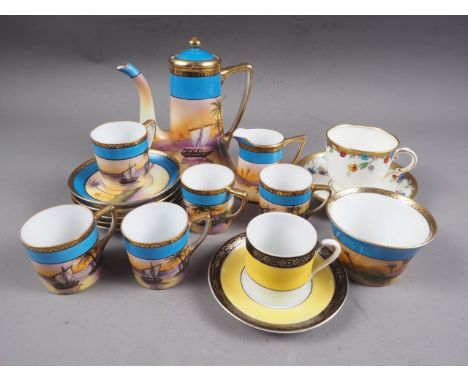 A Noritake part coffee service, a Tuscan china teacup, and a Czechoslovakian coffee cup and saucerCondition:The Noritake set 