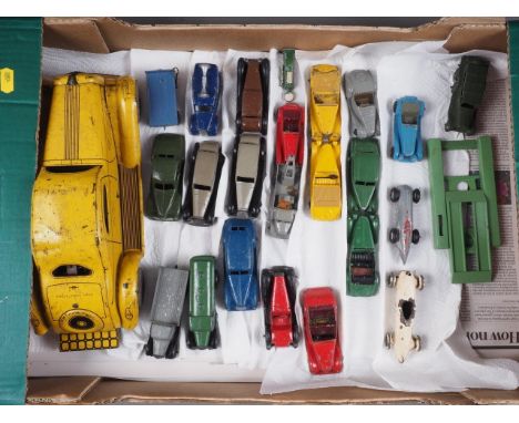 A tin-plate "Mystery Car" toy and a collection of Dinky and other tin-plate cars (well played with) 