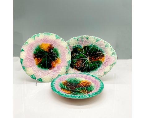 All designed with center floral and leaf design in deep browns and greens with edges colored in light green and lavender. Inc