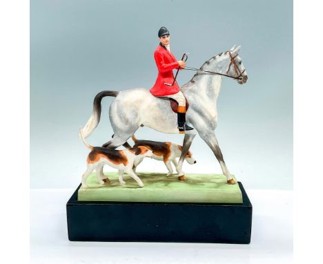 3115; hand painted equestrian figure of a foxhunter on a horse with dogs trailing beside. Royal Worcester backstamp. This ite