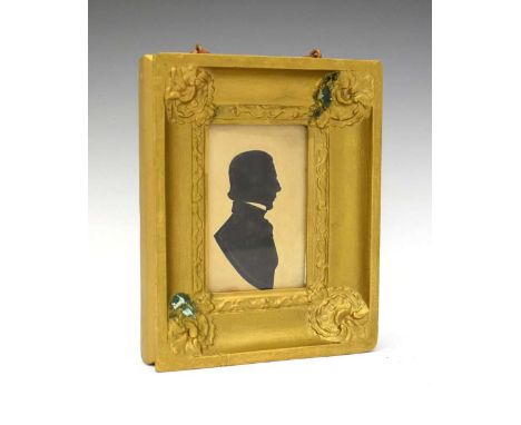 19th Century silhouette portrait of a gentleman, 10cm x 7cm, in gilt frame