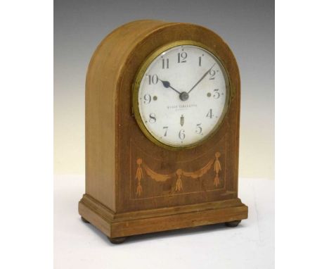 Bulle - early 20th Century 'Clockette' patent mantel clock with inscribed white Arabic dial, in arched case, 25.5cm high