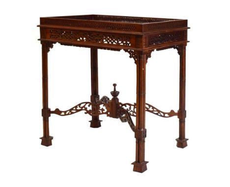 Reproduction Chippendale-style occasional table with fretwork decoration, 63cm x 42.5cm x 68cm high