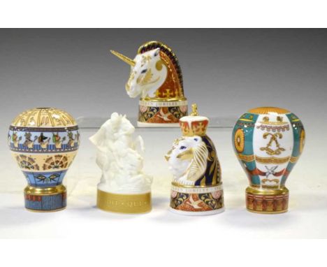 Royal Worcester - Five limited edition candle snuffers, including St George and the Dragon, 9.5cm high and smaller (boxed)