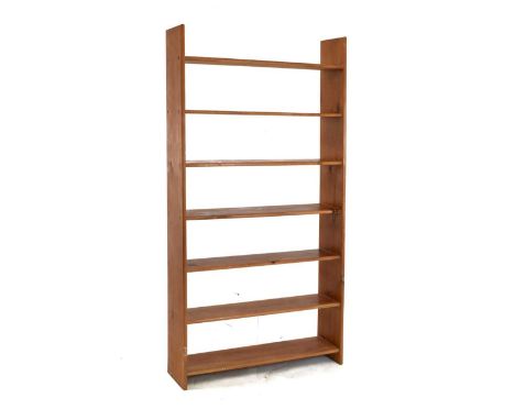 Pine open shelf unit, 91cm x 21cm x 168cm high
