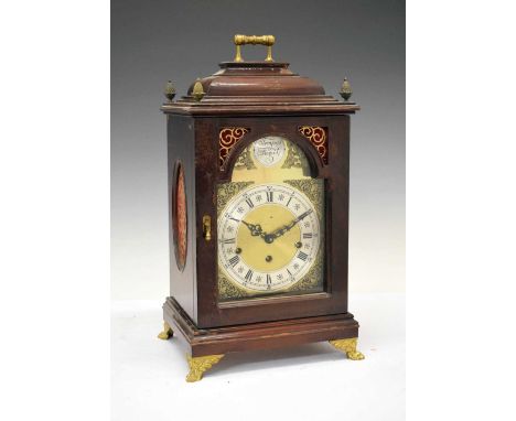 German chiming bracket clock in the style of a Georgian bracket clock, with silvered chapter ring, matted centre and Tempus F