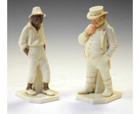 Royal Worcester - Two porcelain figures from the Around The World series modelled by James Hadley, impressed and printed mark