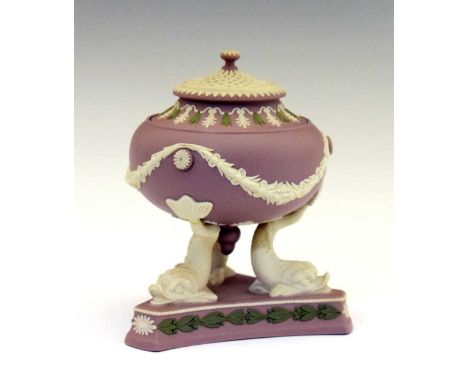 St James collection for Wedgwood Limited Editions, jasperware pastille burner in lilac, sage green and white, with pierced co
