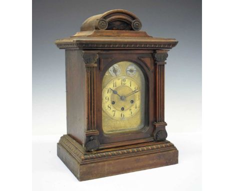 Junghans - German fruitwood-cased chiming bracket clock, 47cm high
