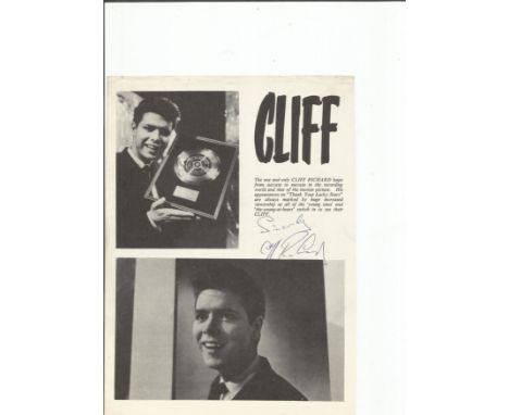 Cliff Richard vintage signed 10x7inch black and white magazine photo. All autographs come with a Certificate of Authenticity.