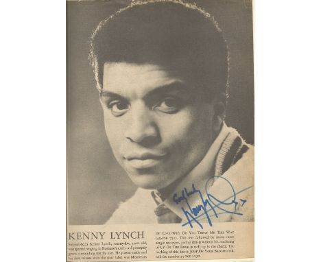 Kenny Lynch vintage signed 10x8inch black and white magazine photo. All autographs come with a Certificate of Authenticity. W