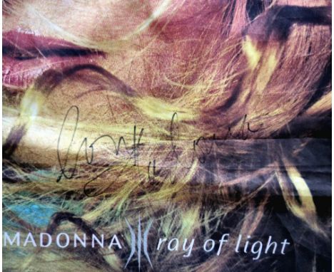 Madonna unusual signed 48x24 colour silk screen cloth nylon promotional banner for the 1998 album 'Ray of Light'. All autogra