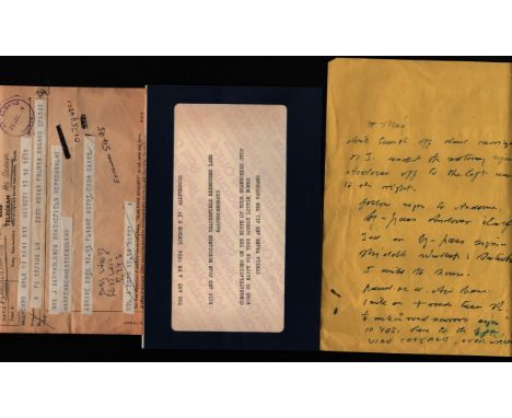Ephemera - a Greetings Telegram folding card dated 7/9/78 with an image of butterflies to the front and interior which houses