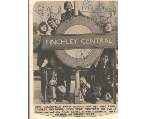 New Vaudeville Band fully signed 6x4 inch black and white vintage magazine black and white magazine photo. All autographs com
