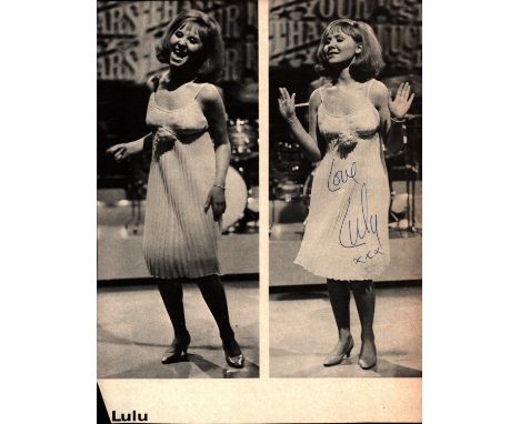 Lulu vintage signed 10x8inch black and white vintage magazine photo. All autographs come with a Certificate of Authenticity. 