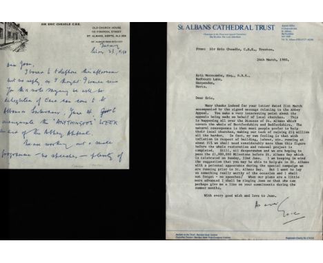 Sir Eric Cheadle CBE (newspaper magnate) -TLS to Eric on the headed paper of St Albans Cathedral Trust regarding a campaign t