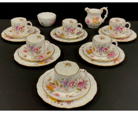A Royal Crown Derby Posies pattern tea set, for six, cups, saucers, side plates etc, printed marks. 