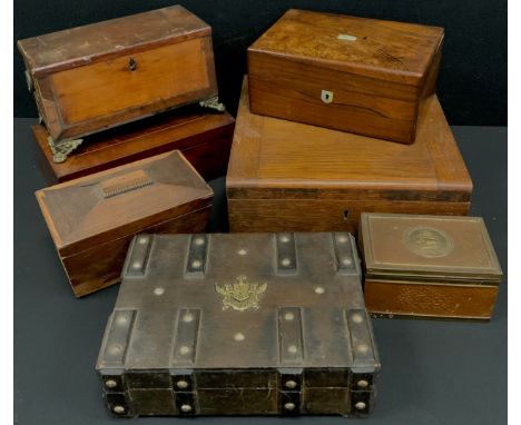 A Victorian Rosewood box,  large rectangular tea caddy, smaller boxes, etc (7) 