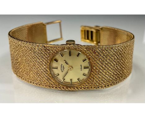 A ladies Rotary 9ct gold cased mechanical bracelet wristwatch, London 1969, 38.8g gross 