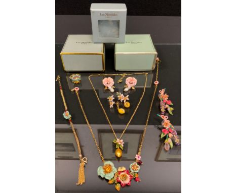 Les Nereides Paris - enamelled Lemon fruit and floral suite, pendant necklace and earrings; another suite, necklace, bracelet