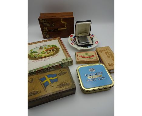 QUANTITY OF VINTAGE SMOKING RELATED TINS, TOBACCO, BOXES ETC