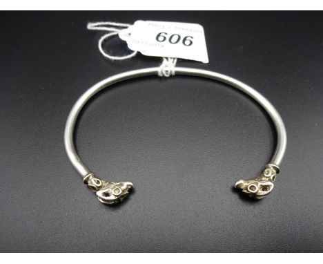 SILVER DOUBLE HEADED DRAGON BANGLE 12g