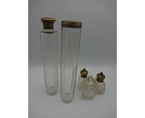 2 VINTAGE GLASS SCENT BOTTLES AND CRUET SET