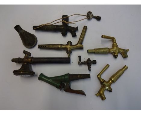 QUANTITY OF VINTAGE BRASS SPIGOTS, TAPS HOSE ENDS ETC
