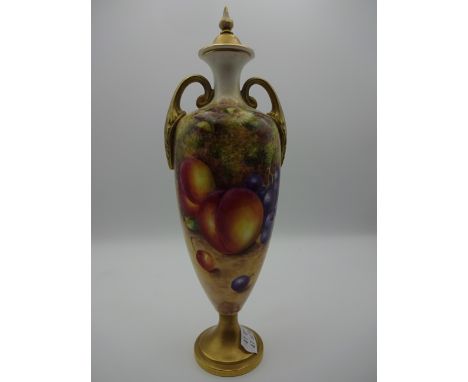 ROYAL WORCESTER SIGNED LIDDED TWO HANDLED VASE 'FREEMAN' 26CM TALLCONDITION: excellent condition, no damage or repair