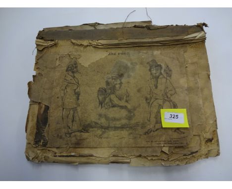SCRAPBOOK OF VINTAGE PRINTS ENGRAVINGS ETC PLUS SOME ORIGINAL SKETCHES AND HAND COLOURINGS