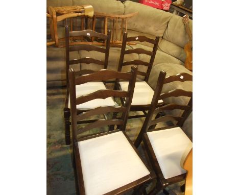 4 LADDER BACK CHAIRS &amp; REFECTORY TABLE